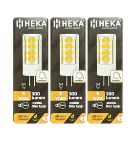 (3 Adet) Heka 5W (35W) 3000K (Sarı Işık) G4 Duylu Dim Edilebilir Led Kapsül Ampul