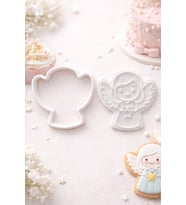 Melek Figürlü Pasta Baskı ve Kesici Seti – Şeker Hamuru & Kurabiye Kalıbı (6cm)