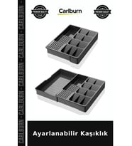 Özel Üretim Düzenleyici Siyah Çekmece İçi Mutfak Pratik Ayarlanabilir Kaşıklık