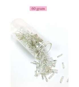 Uzun Boru Kesme Boncuk Çap 2mm Uzunluk 10 mm - 60 Gram - Parlak Gümüş - BNC296