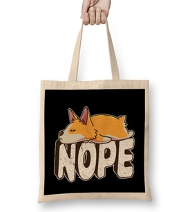 Corgi Nope Sleeping Dog Bez Çanta Uzun Saplı