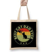 Best Cat Dad Ever Funny Cat Daddy Father Day Vintage 05 Bez Çanta Uzun Saplı