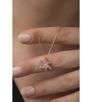 925 Ayar Pembe Lotus Çiçeği Kolye Kadın Gümüş Kolye