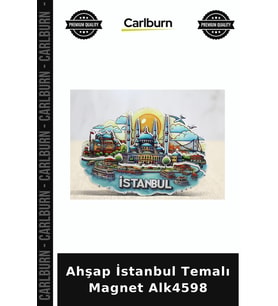 Özel Üretim Hediyelik Hatıra Dekoratif Turistik Ahşap İstanbul Temalı Magnet Alk4598