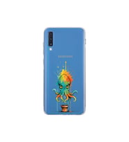 Samsung Galaxy A70 ile uyumlu Splash ahtapot tasarımlı şeffaf silikon kılıf