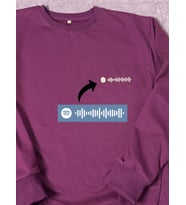 Özel Spotify Kod Sweatshirt, taranabilir kod müzik kazak, kişiselleştirilmiş müzik çalar, fotoğraflı özelleştirilmiş çalma listesi, müzik severlere özel hediyeler (Mor)