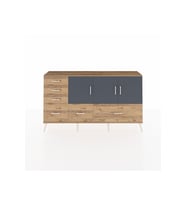 Arges Konsol 4 Raflı 6 Çekmeceli 3 Kapaklı 176x30x99 Çam-Antrasit/Çam