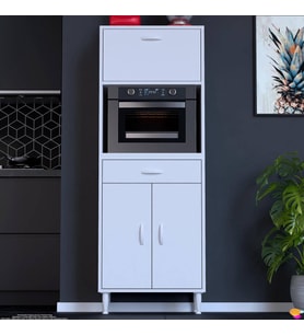Modilayn VİO Fırın Dolabı (65x163,4x32,5 cm) Çekmeceli Kapaklı Mini/Midi Mikrodalga Mutfak Dolabı