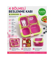 4 Bölmeli Gıdaya Uygun Plastik Yemek Kabı Sızdırmaz Kapaklı 800ML