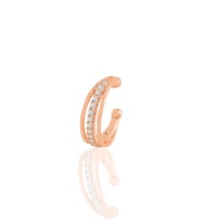 Söğütlü Silver Gümüş rose zirkon taşlı üç sıra görünümlü sıkıştırmalı  tekli kıkırdak küpe