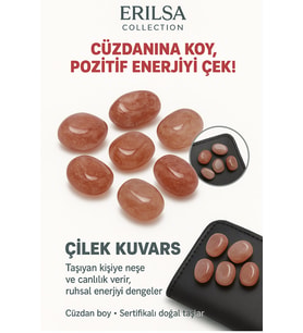 Sertifikalı Cüzdan Boy Çilek Kuvars Taşı Kütle - Sevgi ve İçsel Neşe Hissi Uyandırır (Çok Renkli)