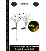 #SolarAydınlatma Dış Mekan Dekoratif Güneş Enerjili 2'li Solar Bahçe Aydınlatması 8 Ledli 2 Modlu RG
