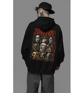 Slipknot Müzik Grubu Baskılı Unisex Oversize Rock Metal Hoodie