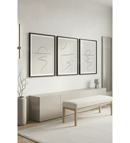 Sakin Minimalist Soyut Gün Doğumu Manzaraları 3’lü Ahşap Çerçeveli Tablo Seti