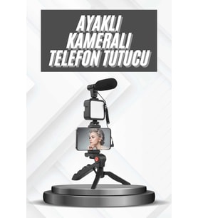 Telefon Tutucu Mikrofonlu Işıklı Youtuber Video Kayıt