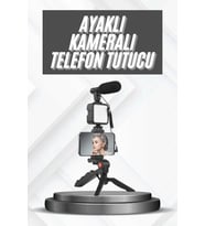 Telefon Tutucu Mikrofonlu Işıklı Youtuber Video Kayıt