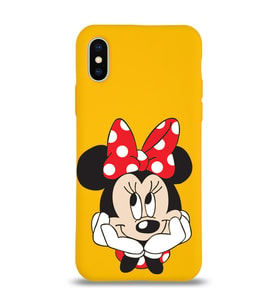 Apple iPhone XS Max  Lansman Kılıf Minnie Mouse Tasarımlı Altı Kapalı İçi Kadife Kaplı  Kapak (Şeffaf)