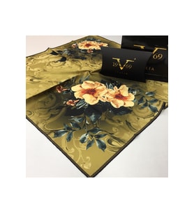 Barok Çiçekli Desen Black Seri Twill Eşarp Eşarp Askısı ile Birlikte 90x90 cm Sa