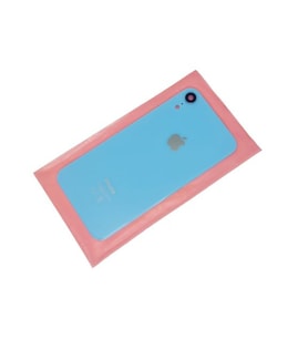 iPhone XR Arka Pil Kapak Kamera Lensli (Yazılı Cam) MAVİ