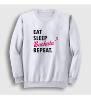 Presmono Unisex Beyaz Eat Sleep Bachata Repeat Hediye Dance Dansçı Sweatshirt 464193tt (Beyaz)