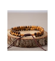 Kaplan Gözü 4mm Çift Sıra Doğal Taş Bileklik