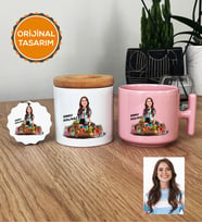 Kişiye Özel Karikatürlü Diyetisyen Hediye Seti Pastel T Kupa, Kalemlik, Anahtarlık Kadın Diyetisyene Hediye Diyetisyenler Günü Hediyesi (Pembe)