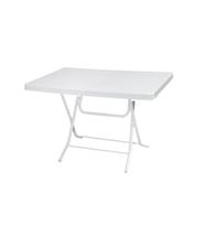 Omnipazar MT-GFM240 Prima Roccia Plastik Kare Bahçe Balkon Masa 70x110 cm Beyaz