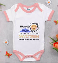 BK Kids Halamı Çok Seviyorum Tasarımlı Pembe Bebek Body Zıbın-1
