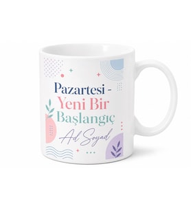 İsimli Haftanın Günleri Temalı Kupa Bardak Seti Özel Tasarım Hediye