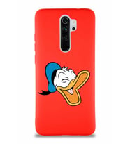 Xiaomi Redmi Note 8 Pro Soft Premier Kapak Donald Duck-E Tasarımlı Silikon Kılıf - Kırmızı (Şeffaf)