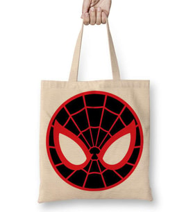 Spider Man Spider Face Bez Çanta Uzun Saplı