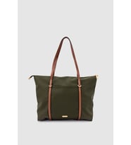 Velie Paraşüt Kumaş Şeritli Shopper Çanta Taba