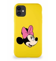 Apple iPhone 11 Soft Premier Kapak Minnie Mouse-A Tasarımlı Silikon Kılıf - Sarı (Şeffaf)