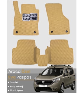 DACİA DOKKER (2012-2023) Uyumlu EVA Paspas Tam Set–Araca Özel,Su Geçirmez,Kolay Montaj