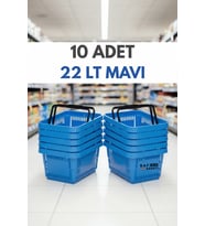 10 ADET / 22 Litre Plastik Market Alışveriş Sepeti Profesyonel Market Mağaza El Sepeti Kırmızı (Mavi)