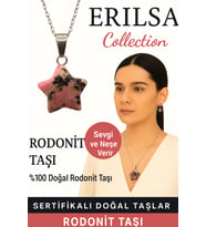 Sertifikalı Yıldız Model Rodonit Doğal Taş Kolye – Sevgi Neşe ve Duygusal Denge Taşı (Çok Renkli)