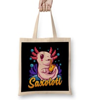 Saxolotl Sax Axolotl Walking Fish Saxophone Pun Bez Çanta Uzun Saplı