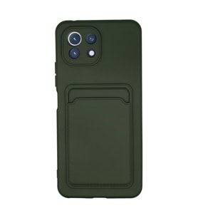 Xiaomi Mi 11 Kılıf Kelvin Kartvizitli Silikon - Koyu Yeşil