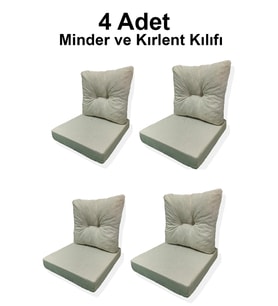 4 Adet Bahçe Balkon Mobilyası Minderi Kılıfı (4 ADET MİNDER, 4 ADET KIRLENT Yanlızca Kılıf Gönderile