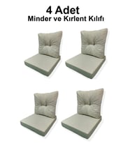 4 Adet Bahçe Balkon Mobilyası Minderi Kılıfı (4 ADET MİNDER, 4 ADET KIRLENT Yanlızca Kılıf Gönderile