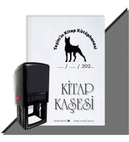 Kişiye Özel Köpek Silüet 34 Tarihli Otomatik Kitap Kaşesi (Siyah)
