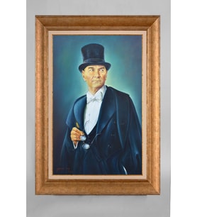 Çerçeveli Paspartulu Atatürk Tablo a370 (Gold)