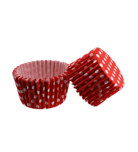 Cupcake Kalıbı Pet Kapsül Kek Kalıbı 48X34 MM (100 Adet)  Puantiyeli Kırmızı