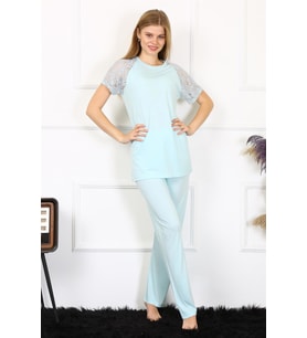 Akbeniz Kadın Kolu Dantelli Penye Pijama Takım 4151