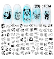 Adanil Polygon Çizimli Hayvanlar Panda Tilki tavşan Sticker F634