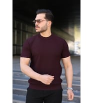 Erkek Bisiklet Yaka Petek Dokulu Kısa Kollu Triko Tişört