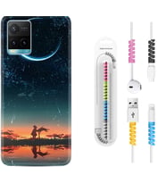 Vivo Y11S Y21S Y20 Y20S Y70 Kılıf Kablo Koruma Spiral Silikon Ay ve Kız 1720