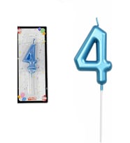 4 YAŞ PARLAK AÇIK MAVİ ŞIK MUM 12 CM