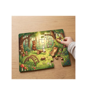 Orman Parkı - Eğlenen Sevimli Hayvanlar Tasarımlı 24 Parça Ahşap Çocuk Puzzle