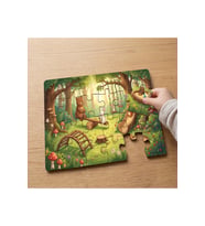 Orman Parkı - Eğlenen Sevimli Hayvanlar Tasarımlı 24 Parça Ahşap Çocuk Puzzle